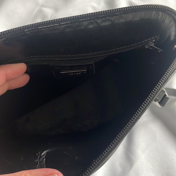 Saks Fifth Avenue Genuine Leather Black Structured Shoulder Bag - Picture 7 of 10